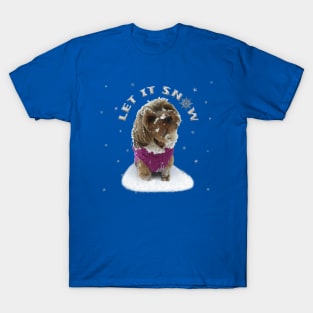 Let it Snow Yorkshire Terrier Dog in a Coat with Snowflakes T-Shirt